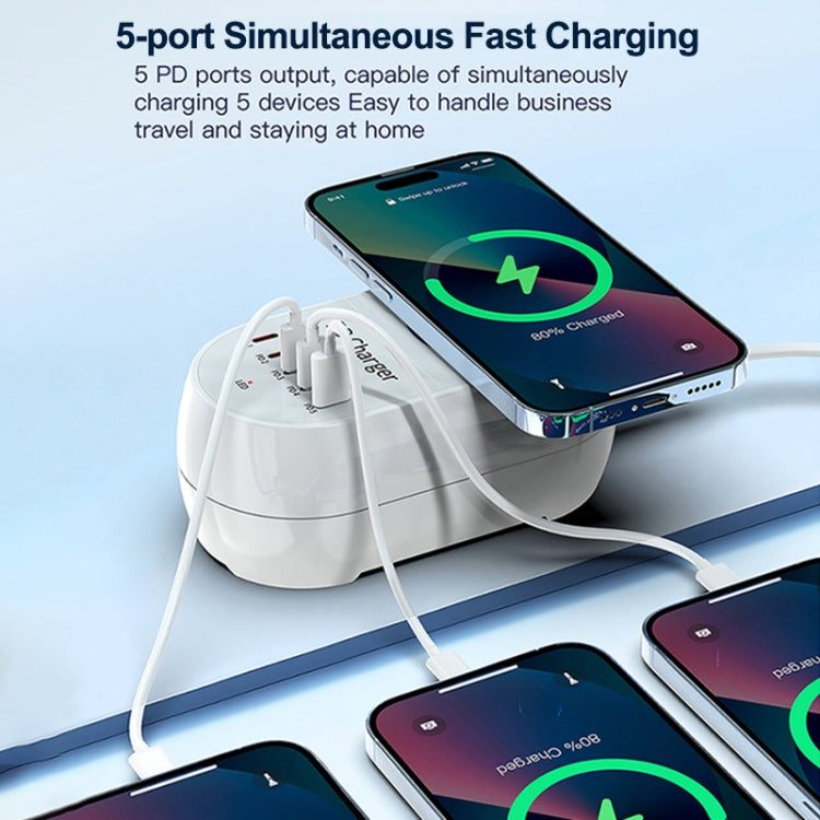WLX-810C 140W GaN PD Multi-port Charger, Support Wireless Fast Charging, WLX-810C