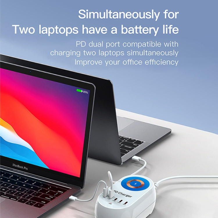 WLX-810C 140W GaN PD Multi-port Charger, Support Wireless Fast Charging, WLX-810C