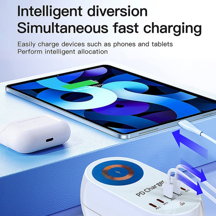 WLX-810C 140W GaN PD Multi-port Charger, Support Wireless Fast Charging, WLX-810C