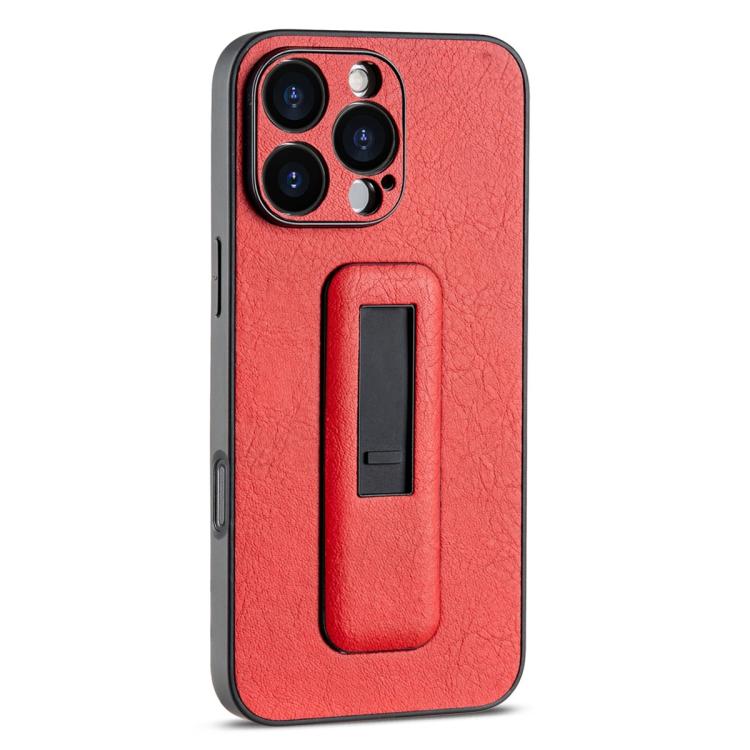 PU Leather Push-pull Bracket Shockproof Phone Case, For iPhone 16 Pro Max, For iPhone 16 Pro, For iPhone 16 Plus