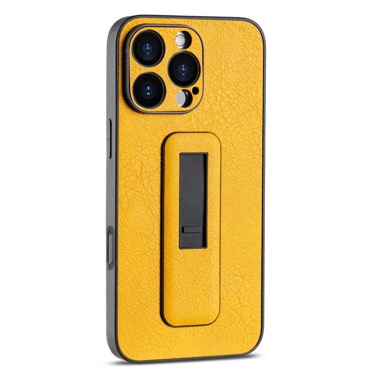 PU Leather Push-pull Bracket Shockproof Phone Case, For iPhone 16 Pro Max, For iPhone 16 Pro, For iPhone 16 Plus