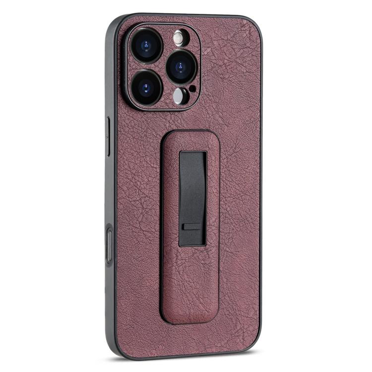 PU Leather Push-pull Bracket Shockproof Phone Case, For iPhone 16 Pro Max, For iPhone 16 Pro, For iPhone 16 Plus