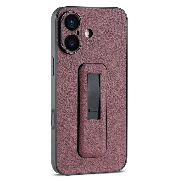 PU Leather Push-pull Bracket Shockproof Phone Case, For iPhone 16, For iPhone 15 Pro Max, For iPhone 15 Pro