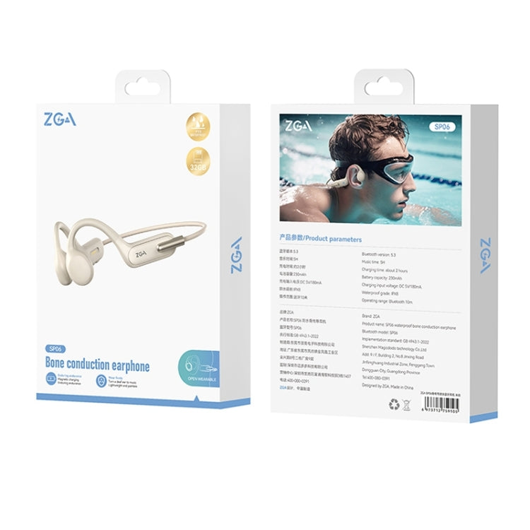 Écouteurs Bluetooth étanches à conduction osseuse ZGA SP06 pour le sport