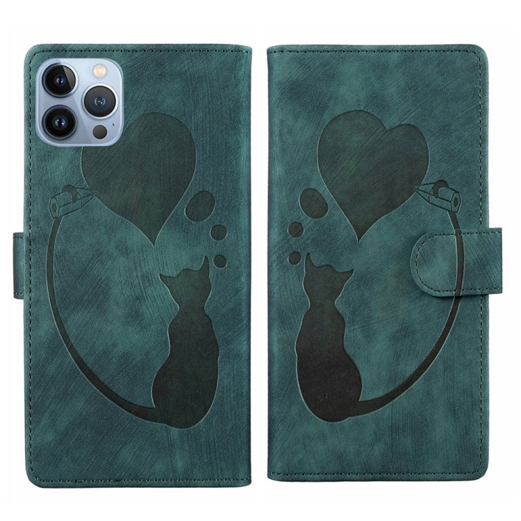 Pen Heart Cat Embossed Leather Phone Case, For iPhone 13 mini, For iPhone 12, For iPhone 12 Pro Max, For iPhone 12 Pro