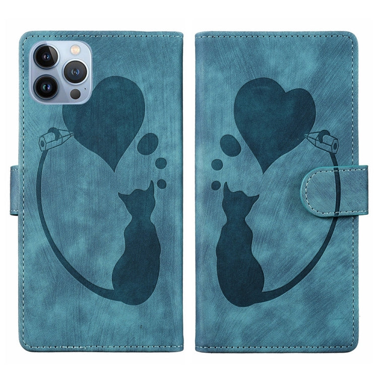 Pen Heart Cat Embossed Leather Phone Case, For iPhone 13 mini, For iPhone 12, For iPhone 12 Pro Max, For iPhone 12 Pro