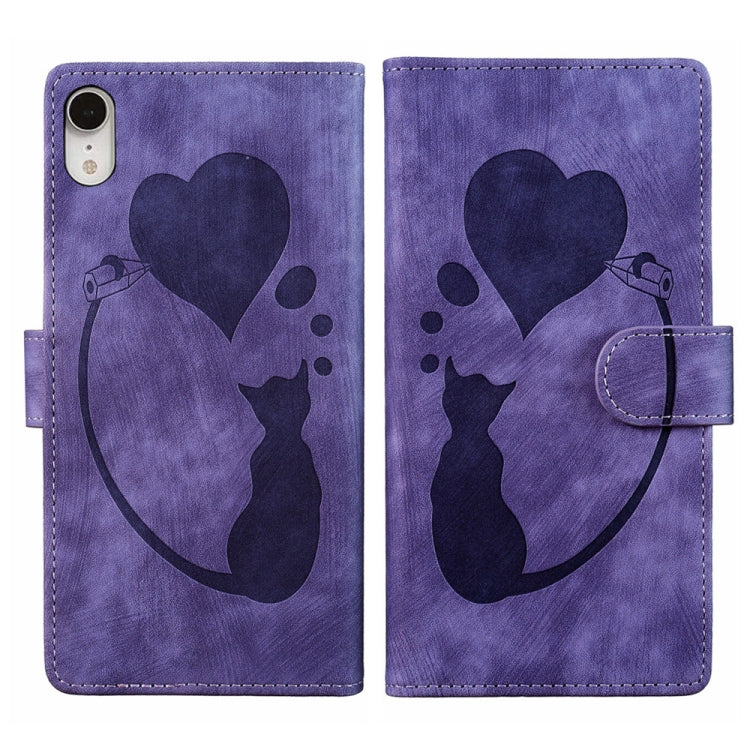 Pen Heart Cat Embossed Leather Phone Case, For iPhone X / XS, For iPhone XR, For iPhone XS Max, For iPhone 7 Plus / 8 Plus