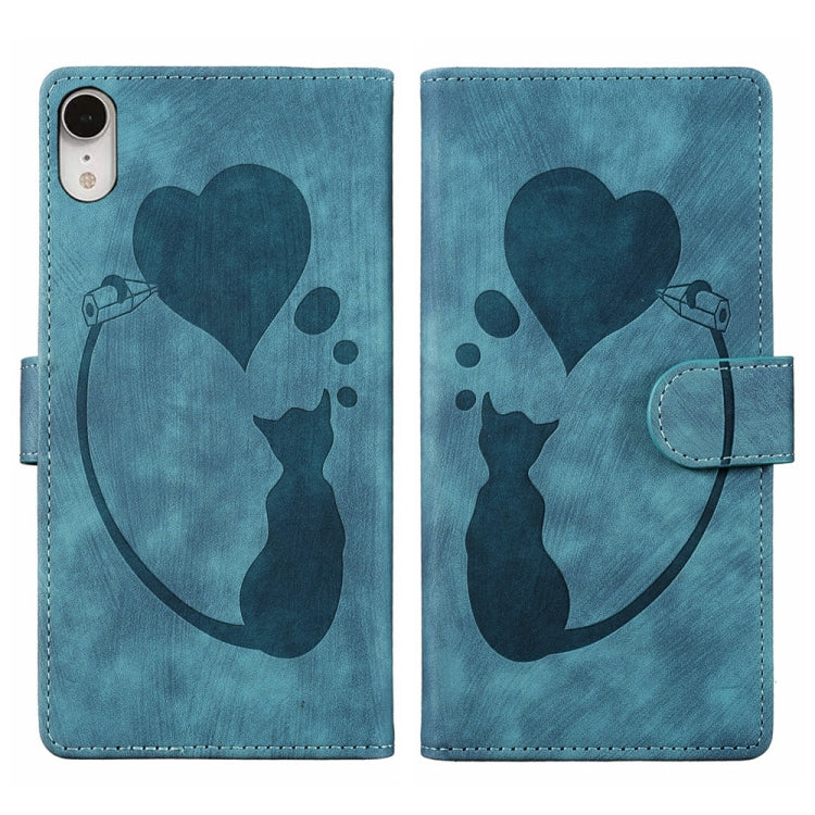 Pen Heart Cat Embossed Leather Phone Case, For iPhone X / XS, For iPhone XR, For iPhone XS Max, For iPhone 7 Plus / 8 Plus