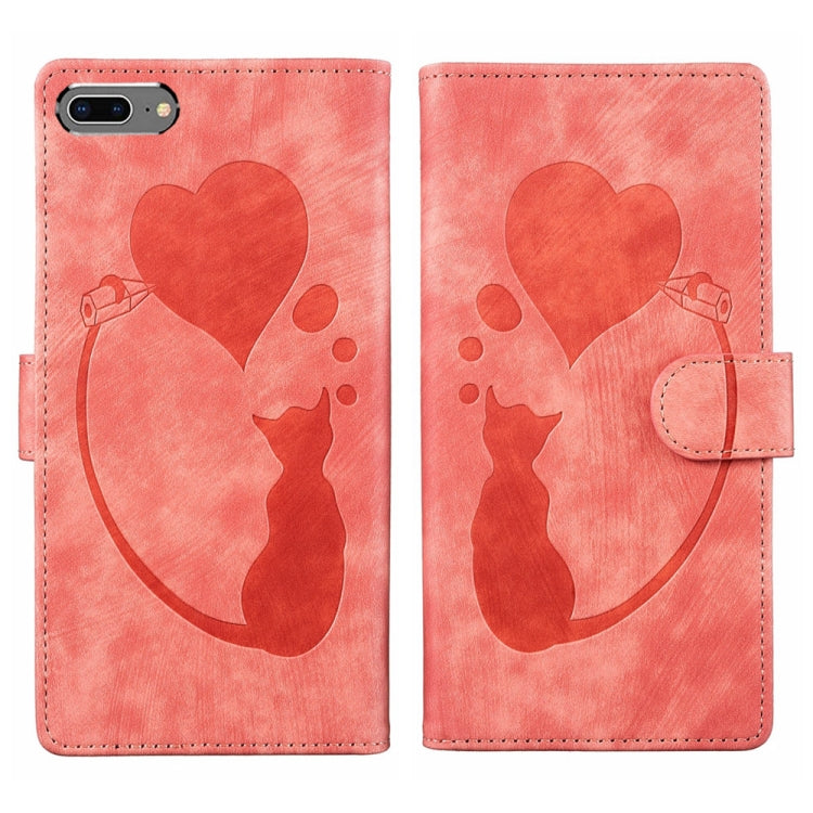Pen Heart Cat Embossed Leather Phone Case, For iPhone X / XS, For iPhone XR, For iPhone XS Max, For iPhone 7 Plus / 8 Plus