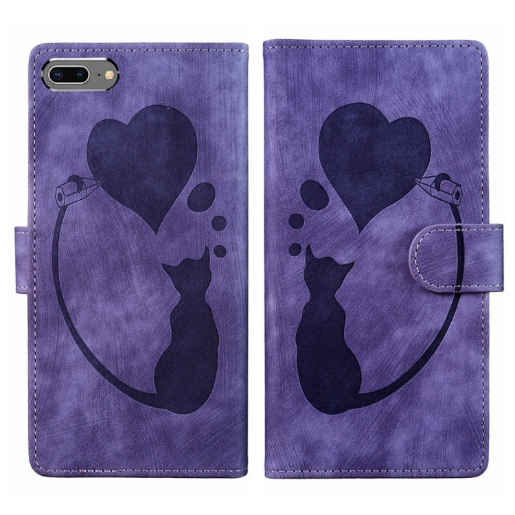 Pen Heart Cat Embossed Leather Phone Case, For iPhone X / XS, For iPhone XR, For iPhone XS Max, For iPhone 7 Plus / 8 Plus