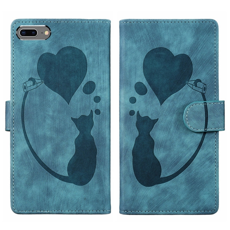 Pen Heart Cat Embossed Leather Phone Case, For iPhone X / XS, For iPhone XR, For iPhone XS Max, For iPhone 7 Plus / 8 Plus