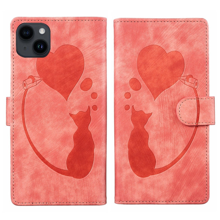Pen Heart Cat Embossed Leather Phone Case, For iPhone 13 mini, For iPhone 12, For iPhone 12 Pro Max, For iPhone 12 Pro