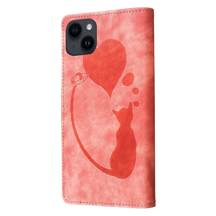 Pen Heart Cat Embossed Leather Phone Case, For iPhone 13 mini, For iPhone 12, For iPhone 12 Pro Max, For iPhone 12 Pro
