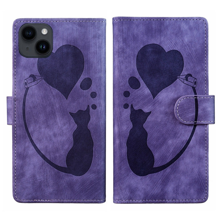 Pen Heart Cat Embossed Leather Phone Case, For iPhone 13 mini, For iPhone 12, For iPhone 12 Pro Max, For iPhone 12 Pro