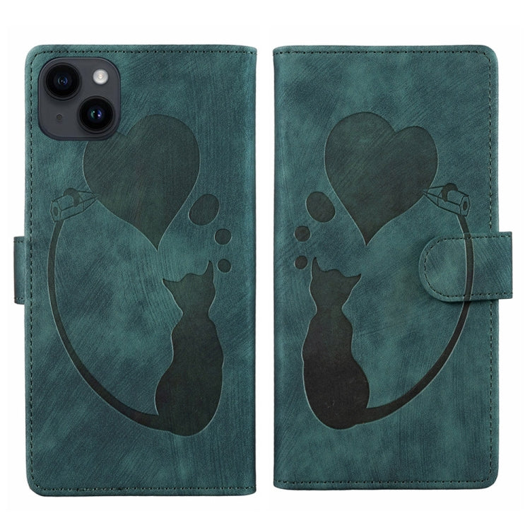 Pen Heart Cat Embossed Leather Phone Case, For iPhone 13 mini, For iPhone 12, For iPhone 12 Pro Max, For iPhone 12 Pro