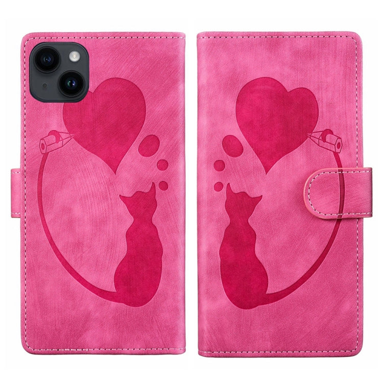 Pen Heart Cat Embossed Leather Phone Case, For iPhone 13 mini, For iPhone 12, For iPhone 12 Pro Max, For iPhone 12 Pro