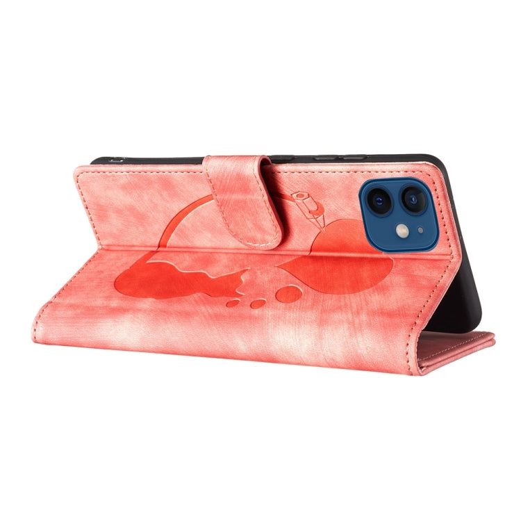 Pen Heart Cat Embossed Leather Phone Case, For iPhone 12 mini, For iPhone 11 Pro Max, For iPhone 11, For iPhone 11 Pro