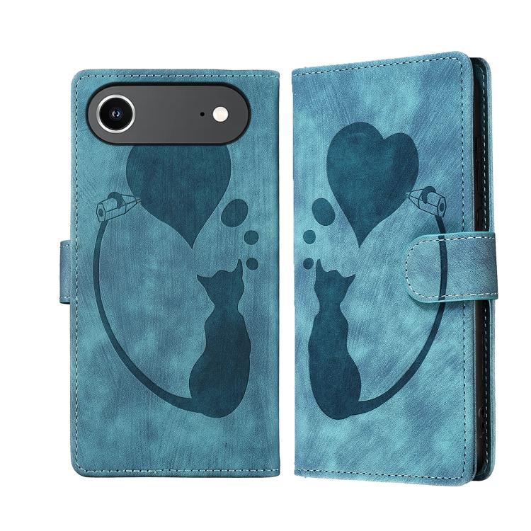 Pen Heart Cat Embossed Leather Phone Case, For iPhone 17 Pro Max, For iPhone 17 Pro, For iPhone 17, For iPhone 17 Air