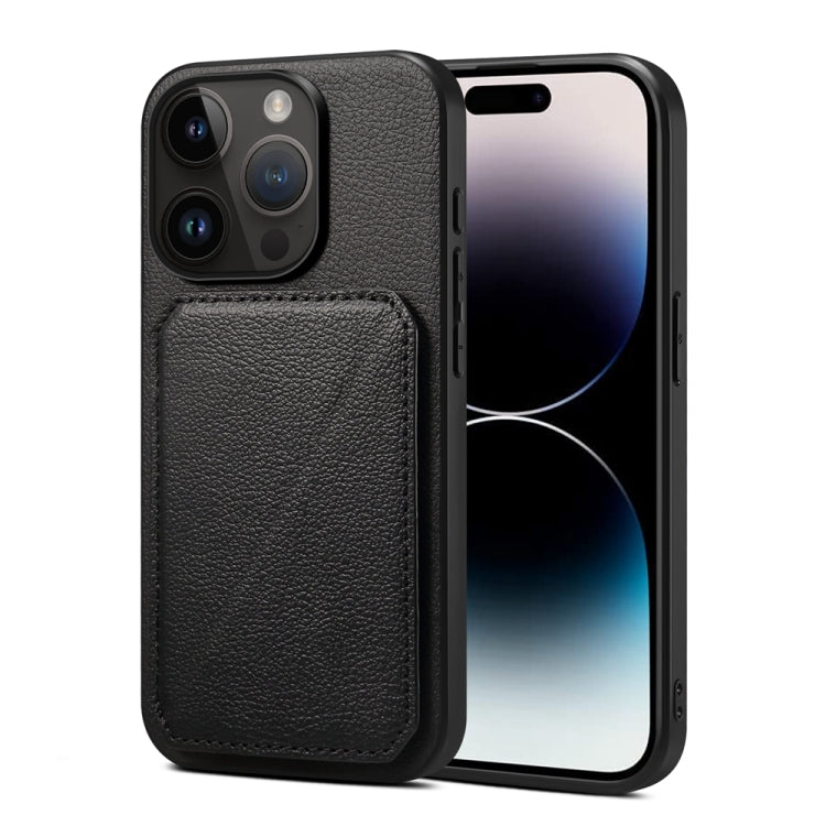 D04 Calf Texture Dual Card Slot Holder Phone Case, For iPhone 16 Pro, For iPhone 16 Plus, For iPhone 16, For iPhone 15 Pro Max, For iPhone 15 Pro, For iPhone 15 Plus