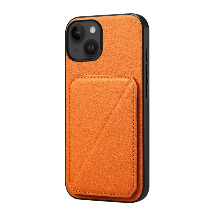 D04 Calf Texture Dual Card Slot Holder Phone Case, For iPhone 15, For iPhone 14 Plus, For iPhone 14, For iPhone 14 Pro, For iPhone 14 Pro Max, For iPhone 13 Pro Max