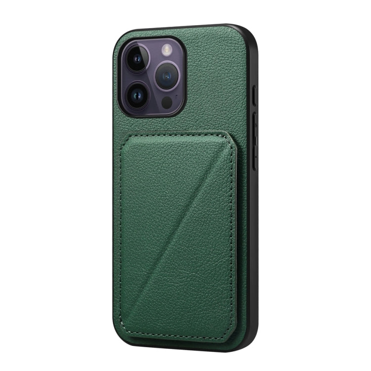 D04 Calf Texture Dual Card Slot Holder Phone Case, For iPhone 15, For iPhone 14 Plus, For iPhone 14, For iPhone 14 Pro, For iPhone 14 Pro Max, For iPhone 13 Pro Max