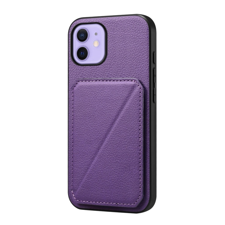 D04 Calf Texture Dual Card Slot Holder Phone Case, For iPhone 13 Pro, For iPhone 13, For iPhone 12, For iPhone 12 Pro Max, For iPhone 12 Pro, For iPhone 11 Pro Max