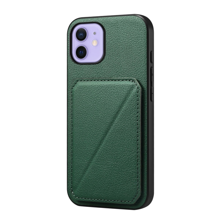 D04 Calf Texture Dual Card Slot Holder Phone Case, For iPhone 13 Pro, For iPhone 13, For iPhone 12, For iPhone 12 Pro Max, For iPhone 12 Pro, For iPhone 11 Pro Max