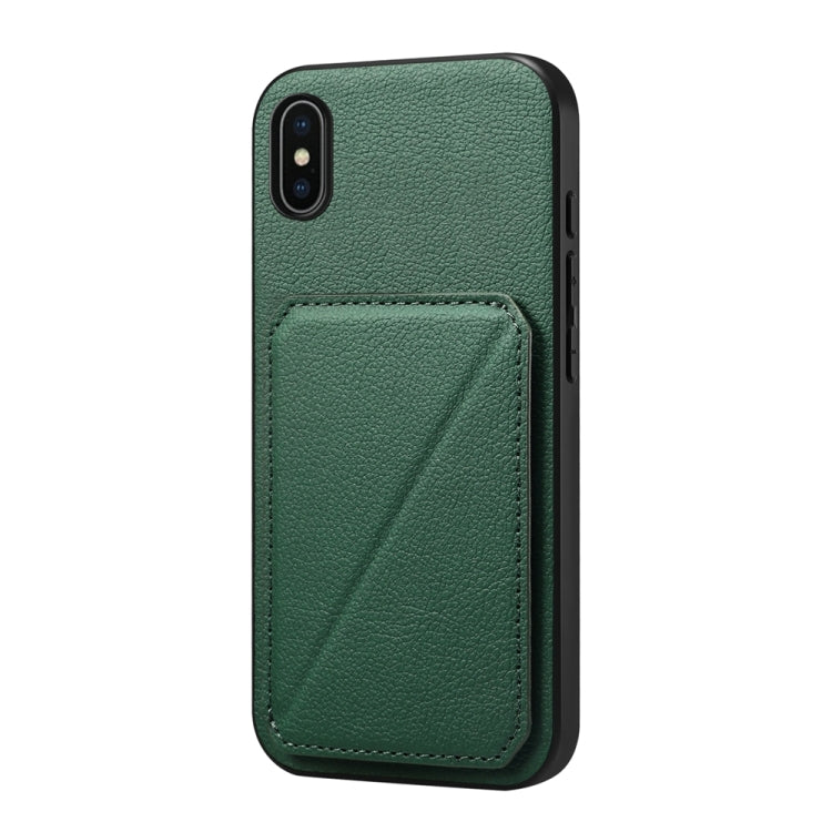 D04 Calf Texture Dual Card Slot Holder Phone Case, For iPhone 11, For iPhone 11 Pro, For iPhone X / XS, For iPhone XR, For iPhone XS Max, For iPhone 7 Plus / 8 Plus