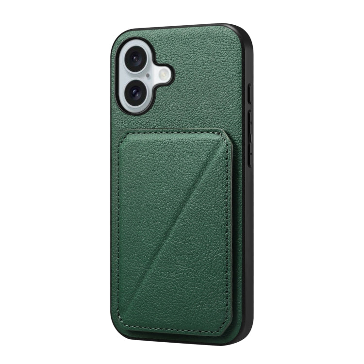 D04 Calf Texture Dual Card Slot Holder Phone Case, For iPhone 16 Pro, For iPhone 16 Plus, For iPhone 16, For iPhone 15 Pro Max, For iPhone 15 Pro, For iPhone 15 Plus