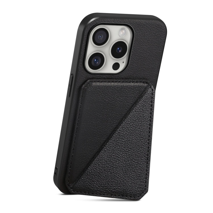 D04 Calf Texture Dual Card Slot Holder Phone Case, For iPhone 16 Pro, For iPhone 16 Plus, For iPhone 16, For iPhone 15 Pro Max, For iPhone 15 Pro, For iPhone 15 Plus