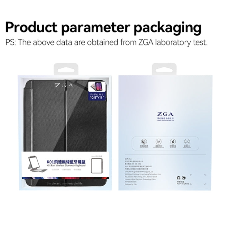ZGA K01 Wireless Bluetooth Magnetic Keyboard Tablet Leather Case, For iPad Pro 12.9, For iPad Pro 11, For iPad 10th Gen 10.9 2022, For iPad 10.2