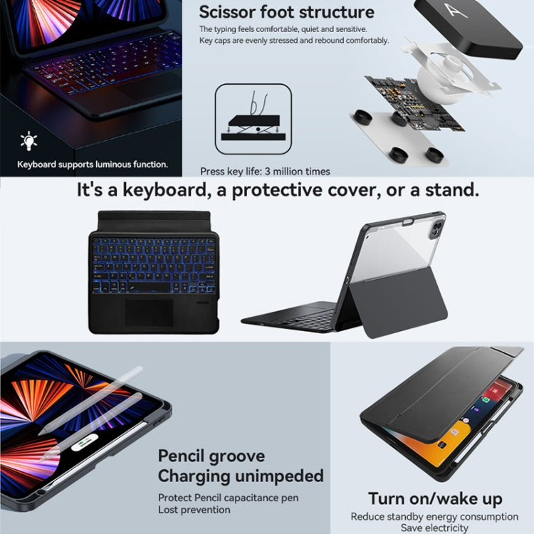 ZGA K01 Wireless Bluetooth Magnetic Keyboard Tablet Leather Case, For iPad Pro 12.9, For iPad Pro 11, For iPad 10th Gen 10.9 2022, For iPad 10.2