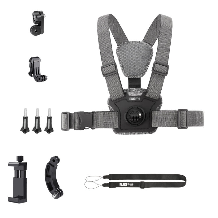 Adjustable Body Mount Belt Chest Strap with Mount & Screw, 3 in 1, 4 in 1, 6 in 1 Phone Clamp, 6 in 1 360 Phone Clamp, 7 in 1 Phone Clamp