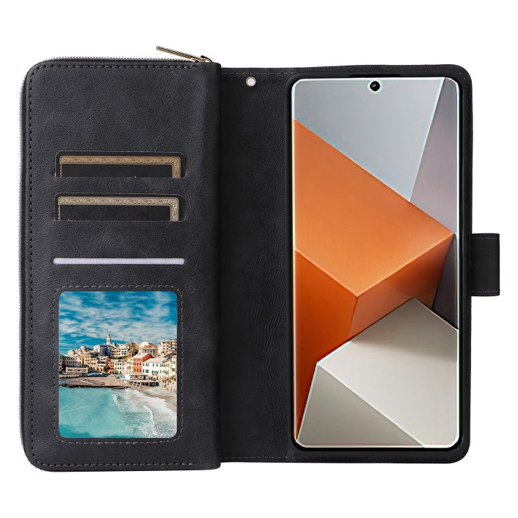 9-Card Slots Zipper Wallet Bag Leather Phone Case, For Redmi Note 13 Pro+, For Redmi Note 12 4G Global, For Redmi Note 11 Pro Global