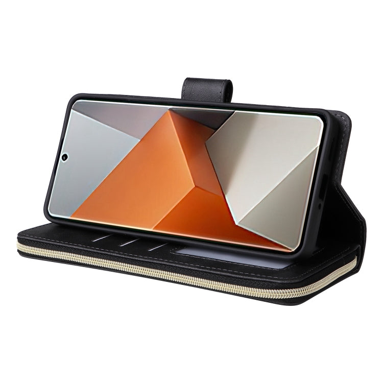 9-Card Slots Zipper Wallet Bag Leather Phone Case, For Redmi Note 13 Pro+, For Redmi Note 12 4G Global, For Redmi Note 11 Pro Global