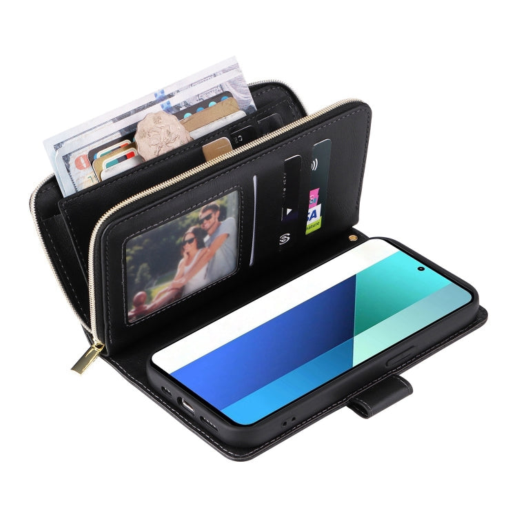 9-Card Slots Zipper Wallet Bag Leather Phone Case, For Redmi Note 13 4G, For Redmi Note 13 5G Global, For Redmi Note 13 Pro+, For Redmi Note 12 4G Global