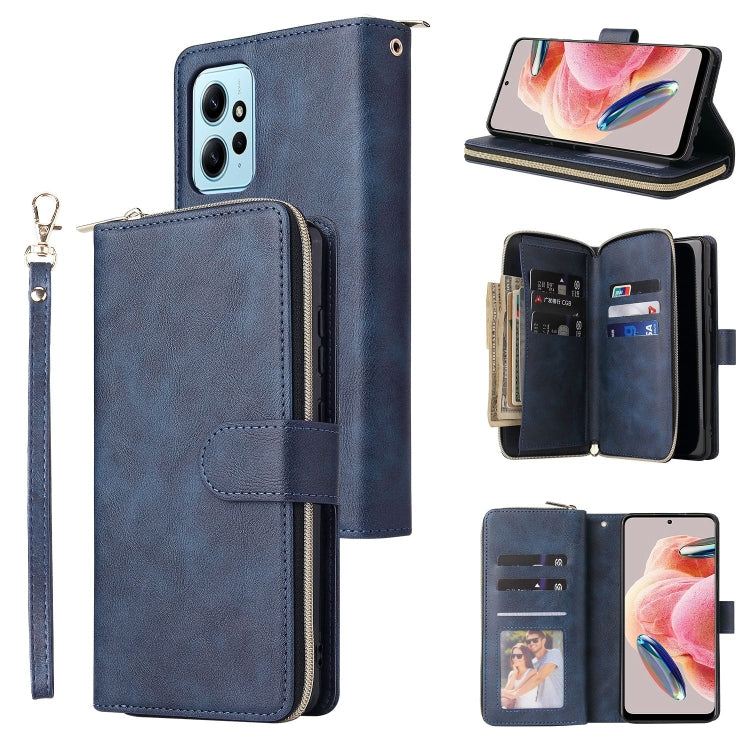 9-Card Slots Zipper Wallet Bag Leather Phone Case, For Redmi Note 13 Pro+, For Redmi Note 12 4G Global, For Redmi Note 11 Pro Global