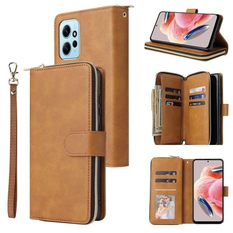 9-Card Slots Zipper Wallet Bag Leather Phone Case, For Redmi Note 13 Pro+, For Redmi Note 12 4G Global, For Redmi Note 11 Pro Global