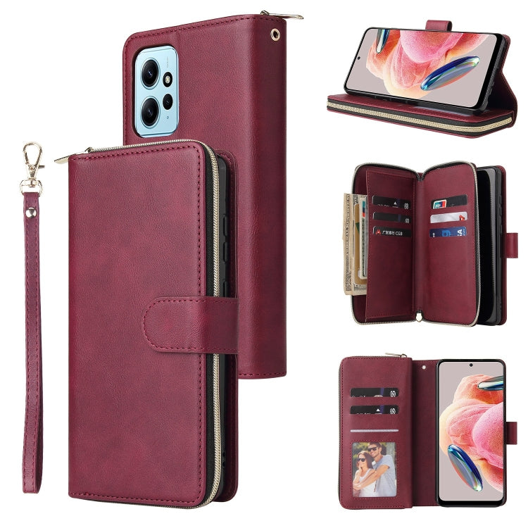 9-Card Slots Zipper Wallet Bag Leather Phone Case, For Redmi Note 13 Pro+, For Redmi Note 12 4G Global, For Redmi Note 11 Pro Global