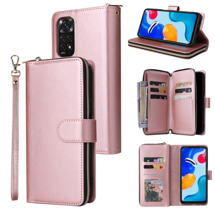 9-Card Slots Zipper Wallet Bag Leather Phone Case, For Redmi Note 13 Pro+, For Redmi Note 12 4G Global, For Redmi Note 11 Pro Global