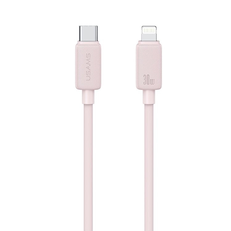 USAMS US-SJ697 USB-C / Type-C to 8 Pin 30W Striped Fast Charge Data Cable, 1m, 2m, 3m