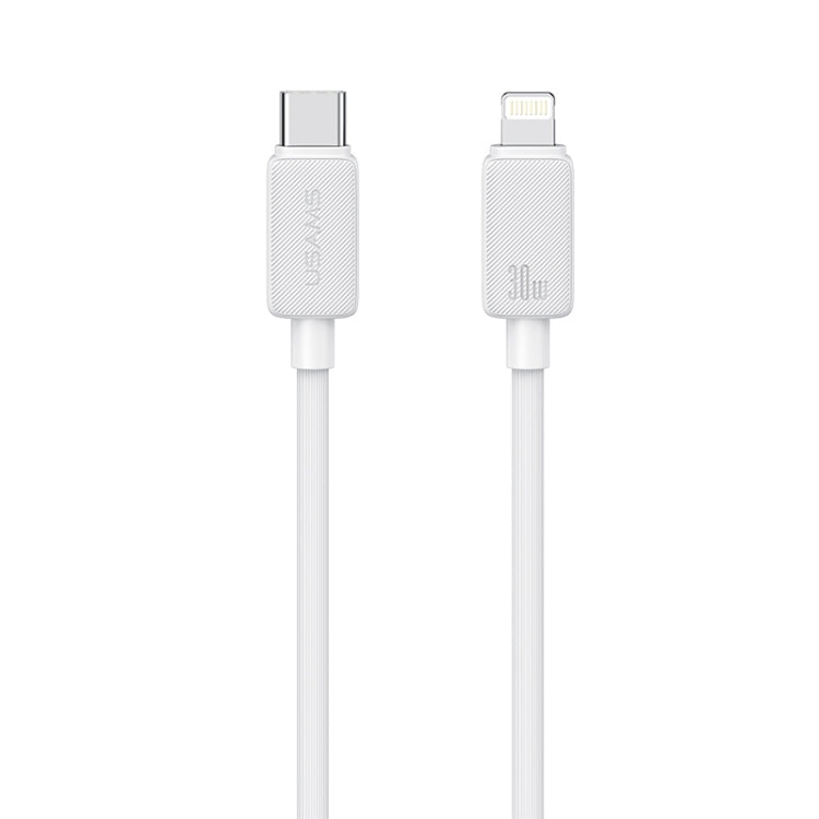 USAMS US-SJ697 USB-C / Type-C to 8 Pin 30W Striped Fast Charge Data Cable, 1m, 2m, 3m