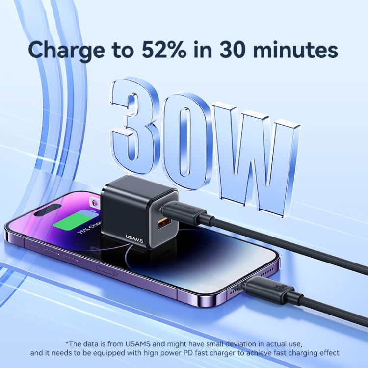 USAMS US-SJ697 USB-C / Type-C to 8 Pin 30W Striped Fast Charge Data Cable, 1m, 2m, 3m