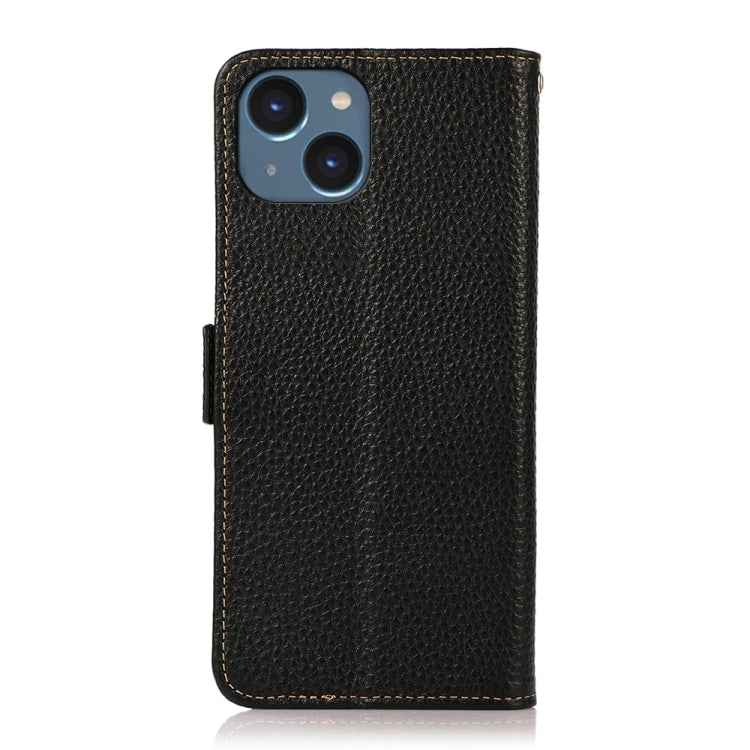 KHAZNEH Side-Magnetic Litchi Genuine Leather RFID Phone Case