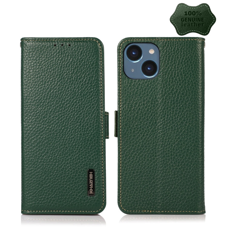 KHAZNEH Side-Magnetic Litchi Genuine Leather RFID Phone Case