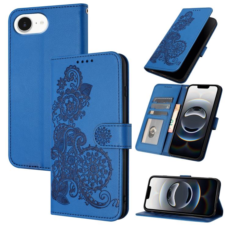 Datura Flower Embossed Flip Leather Phone Case, For iPhone 18 Pro / 17 Pro, For iPhone 18 Pro Max / 17 Pro Max, For iPhone 17e / 16e