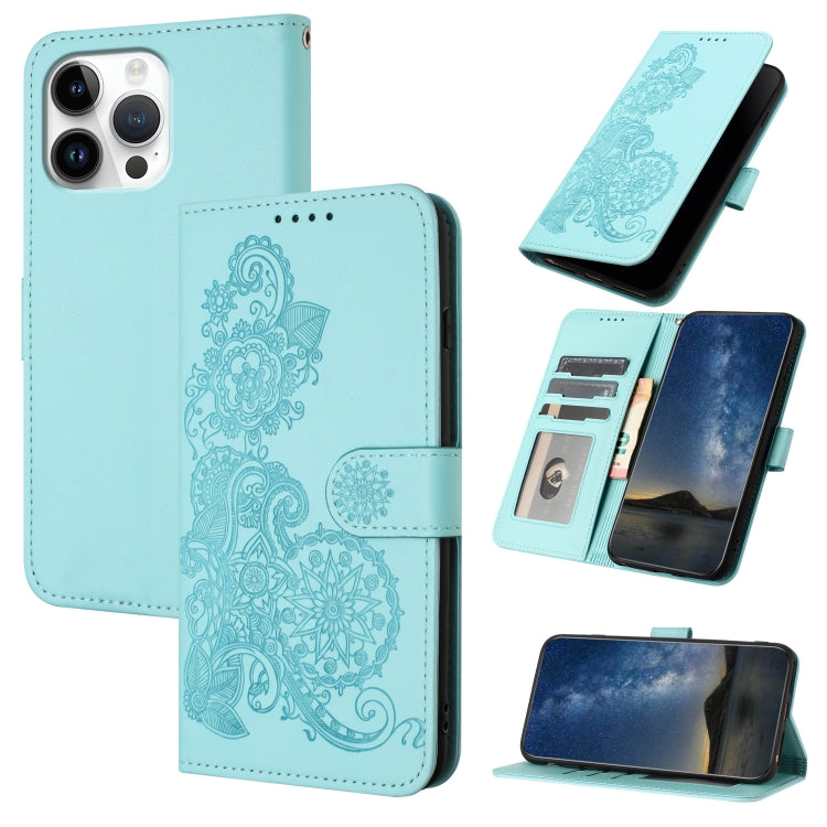 Datura Flower Embossed Flip Leather Phone Case, For iPhone Air, iPhone 16e, For iPhone 16 Pro Max