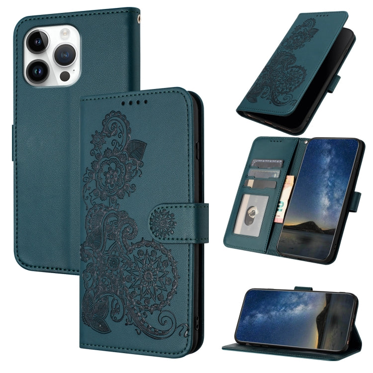 Datura Flower Embossed Flip Leather Phone Case, For iPhone Air, iPhone 16e, For iPhone 16 Pro Max