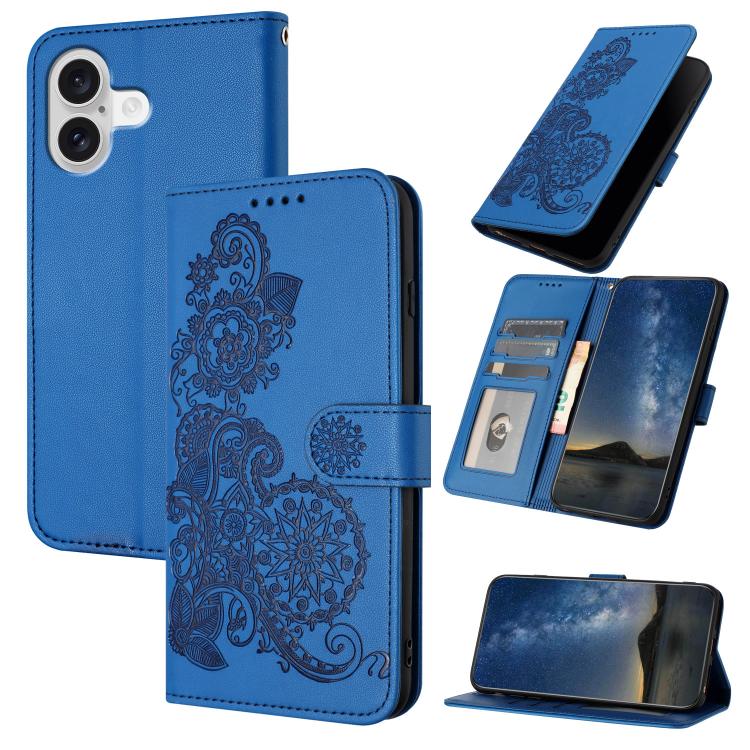 Datura Flower Embossed Flip Leather Phone Case, For iPhone 17 Pro Max, For iPhone 17 Pro, For iPhone 17