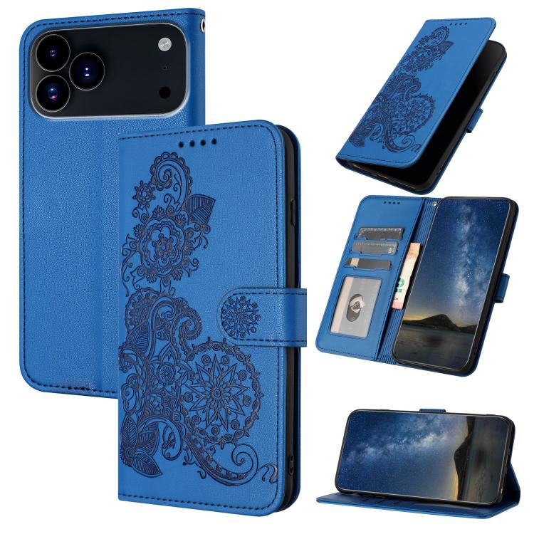 Datura Flower Embossed Flip Leather Phone Case, For iPhone 17 Pro Max, For iPhone 17 Pro, For iPhone 17